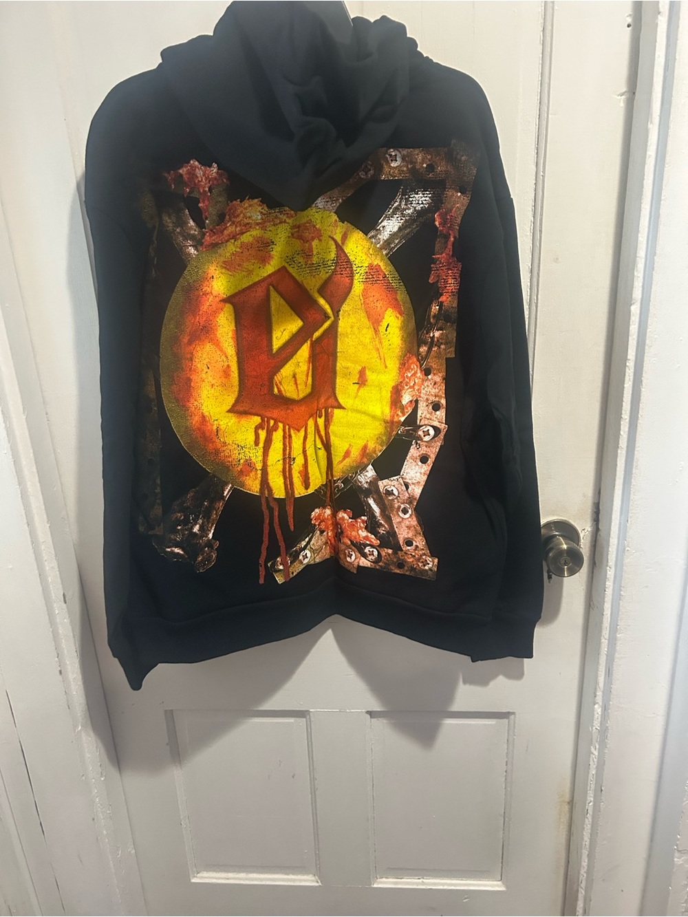 Black Hoodie with Yellow Graphic Back Print